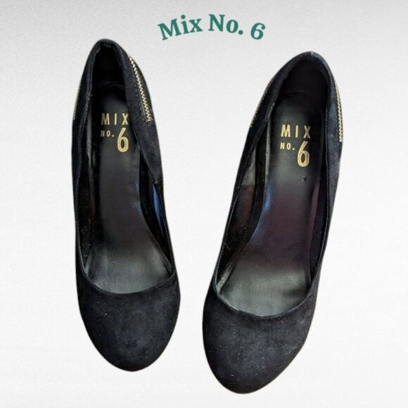 Mix No. 6 Danica Black Suede Closed Toe Wedge Shoes   Sz 7 - Picture 1 of 16